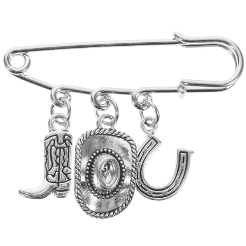 Hohopeti Western Style Cowgirl Brosche Eleganter Cardigan Clip Vielseitiger Schal Strickjackenclip für Damen Stilvolles Accessoire mit Detailreicher Cowboyhut Stiefel optik Perfektes von Hohopeti