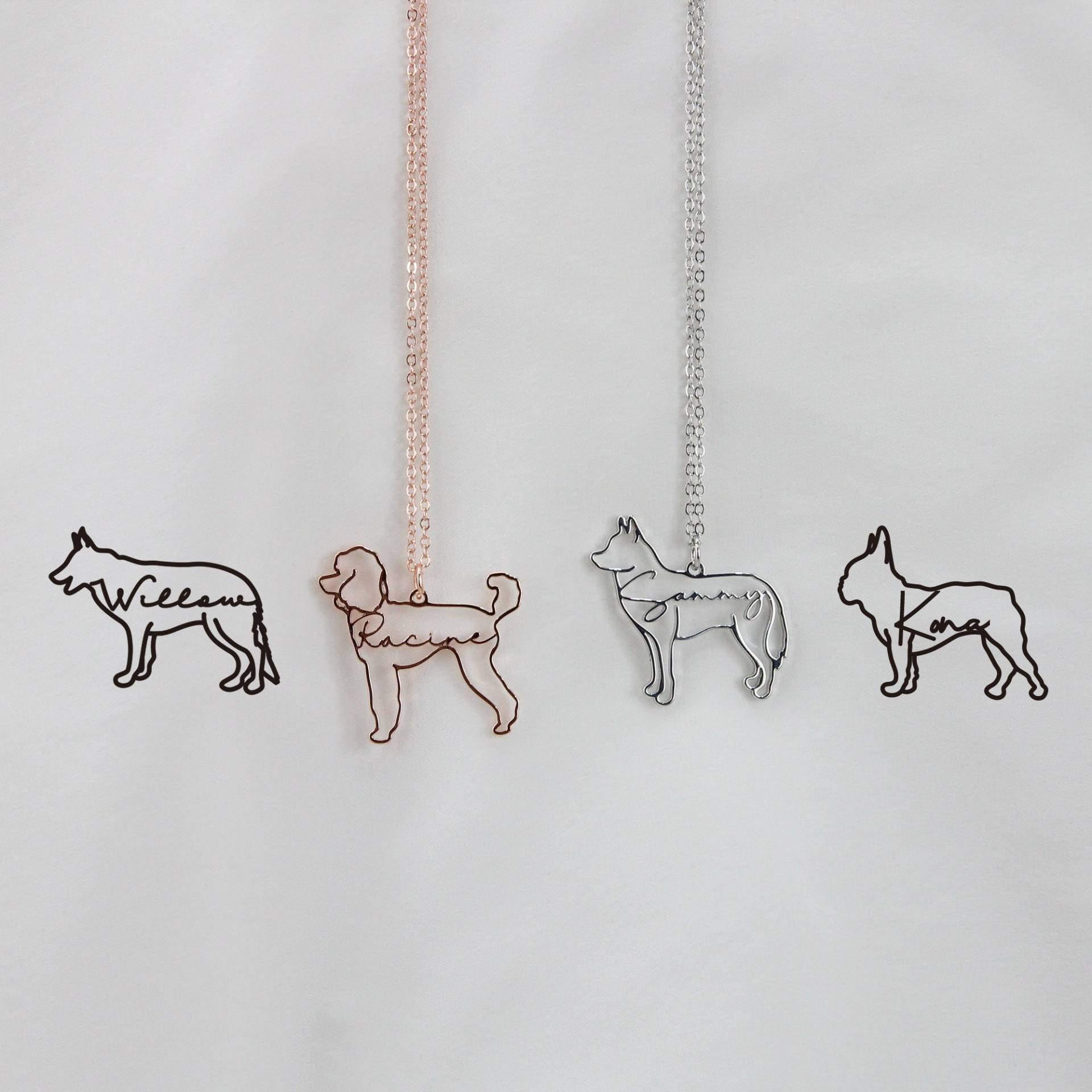 Personalisierte Halskette Mit Namen, Personalisierter Schmuck Für Frauen, Tier Hund Erinnerungsgeschenk, Hunderasse Silhouette Halskette, Verlust von Hoiaucraft