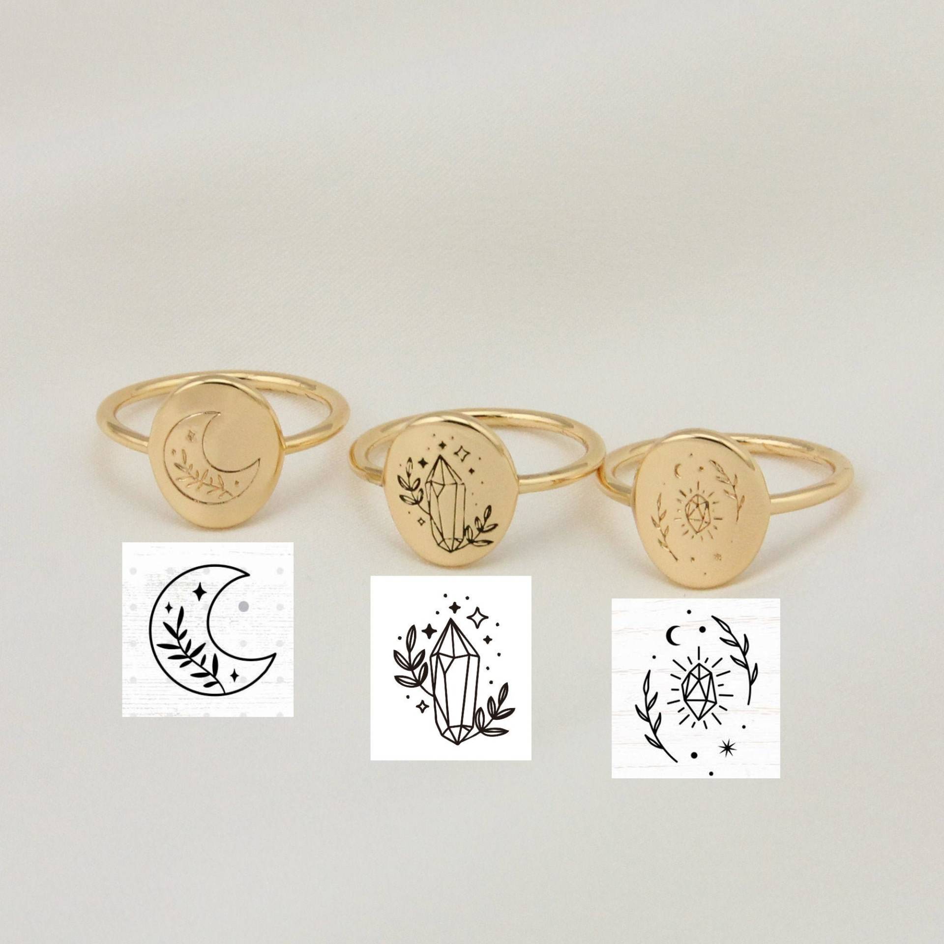 Personalisierter Ring, Gold Oval Stapelbarer Ring Für Frauen, Geburtstag Geschenk Brautjungfern von Hoiaucraft