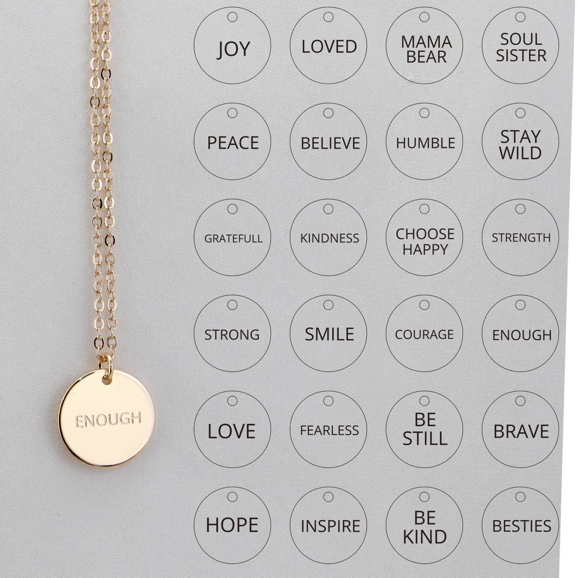 Zierliche Inspirierende Zitat Charm Halskette, Motivierende Positive Wort Disk Schmuck Geschenk Für Töchter Mütter Frauen von Hoiaucraft