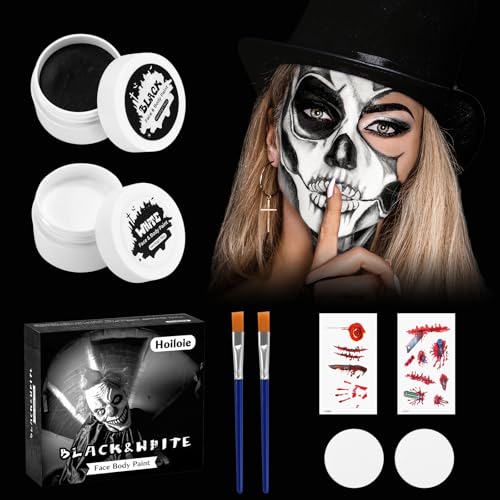 100g Halloween Schminke Schwarz Weiß Set,Schminke Erwachsene Kinder,Halloween Spezialeffekt Make Up Set,für Zombie Vampir SFX Makeup Theater Bühne Film 100g Halloween Schminke Schwarz Weiß Set,Schminke Erwachsene Kinder,Halloween Spezialeffekt Make Up Set,für Zombie Vampir SFX Makeup Theater Bühne Film von Hoiloie