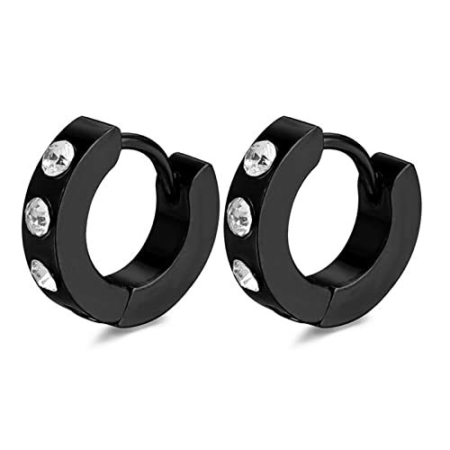 Damen Ohrringe Edelstahl, Edelstahl Ohrringe Mit Zirkonia Runde Form Mit Zirkonia Schwarz Ohrringe für Damen von Hoisy