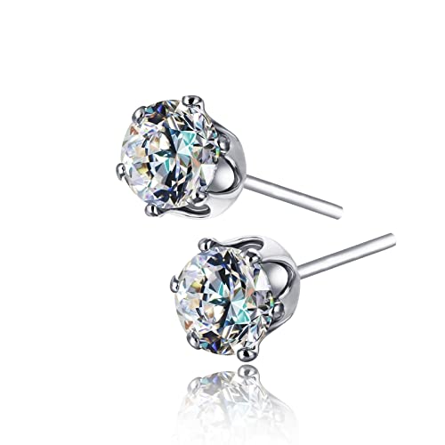 Hoisy 1 Paar Damen Ohrstecker Doppelstecker, Ohrstecker Set Zirkonia Einfacher Klassiker mit Zirkon Rosa Ohrringe Set Piercing Ohrstecker für Frauen von Hoisy