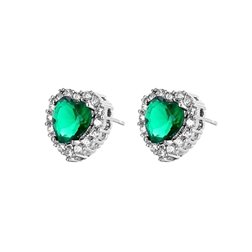 Hoisy 1 Paar Ohrstecker Set, Grüne Ohrringe Stecker Herz Ohrringe für Damen von Hoisy
