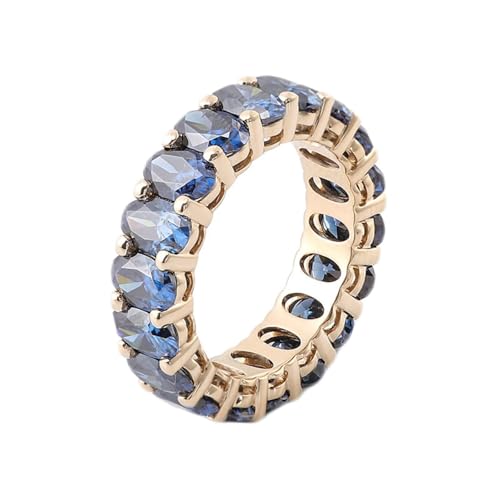 Hoisy 14K Gelbgold Damenringe Echt Gelbgold 585 Ehering Einzeln Damen 54 Ewigkeit Ring 4X6mm Oval mit Moissanit von Hoisy
