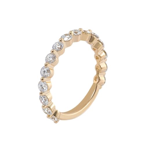 Hoisy 14K Gelbgold Frauenring Gold 585 Verlobungsring Frau 58 Ring mit Moissanit Rund Valentinstag von Hoisy