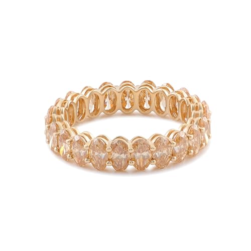 Hoisy 14K Gelbgold Gelbgold Ring Damen 585 Ehering Damen Einzeln 61 Bandring mit Ovalem Moissanit von Hoisy