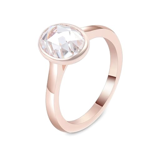 Hoisy 14K Roségold Ring Rosegold Damen Wasserfest 585 Trauring Frau 49 Ring mit 1 Ct Oval Moissanit von Hoisy