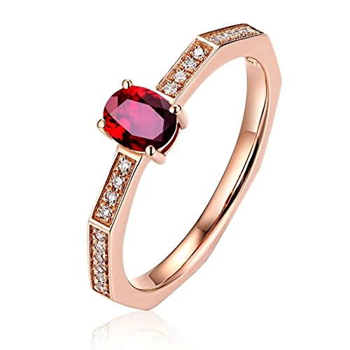 Hoisy 18 Karat Rotgold Eheringe für Damen, Rubinringe, ovaler Rubin, 0,39 Karat, Rubin von Hoisy