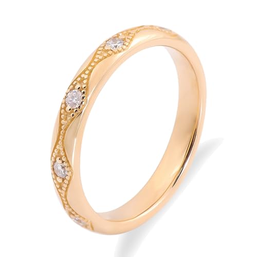 Hoisy 18K Gelbgold Damenringe Echt Gelbgold 750 Ring Damen Ehering 57 Unendlichkeit Ring mit Moissanit von Hoisy