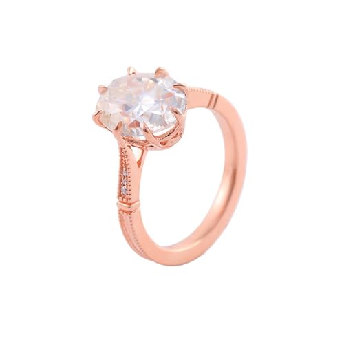 Hoisy 18K Roségold Ring Rose Gold Damen mit Stein 750 Damen Ring Hochzeit 54 Ringe Weißer Moissanit Oval von Hoisy