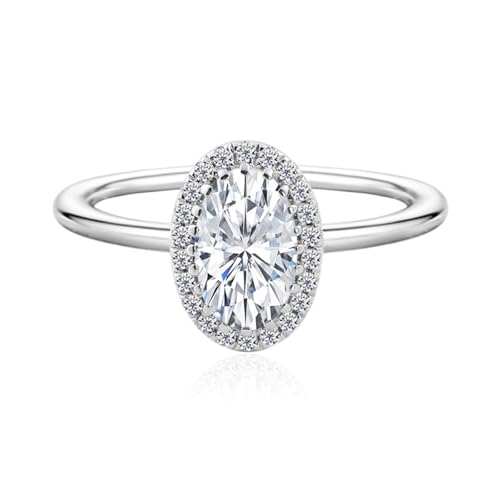 Hoisy 18K Weißgold Ehering Weißgold Damen 750 Verlobungsring Frau 57 Ring Poliert Luxuriös 3 Ct Oval Moissanit von Hoisy