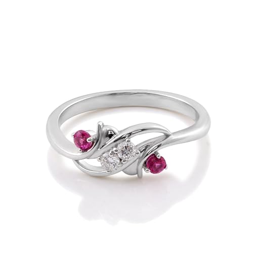 Hoisy 18K Weißgold Eheringe Frauen Gold 47 Trauringe Einzel für Damen 750 Ring Flügel mit Rubin Und Moissanit von Hoisy