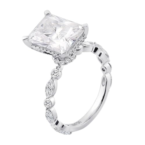 Hoisy 18K Weißgold Ring Gold Damen Wasserfest mit Stein 62 Ringe Ehering Damen 750 Ring 4 Krallen Rechteckig mit 2 Ct Moissanit von Hoisy