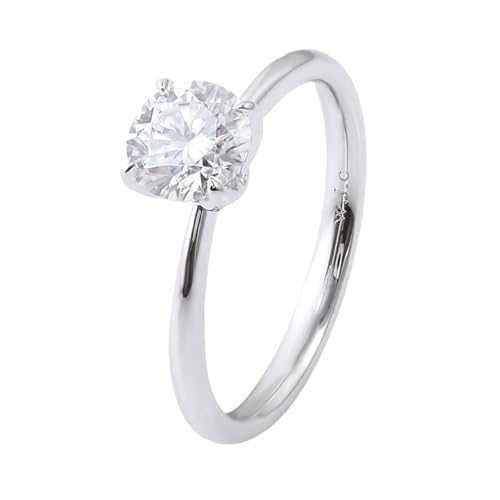 Hoisy 18K Weißgold Verlobungsring Damen Gold 750 750 Eheringe für Frauen 62 Solitärring mit Rundem Moissanit 1 Ct von Hoisy