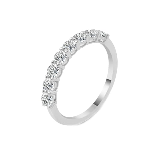 Hoisy 18K Weißgold Verlobungsring Damen Gold 750 750 Trauringe Frau 51 Halb Ewigkeit mit Moissanit von Hoisy