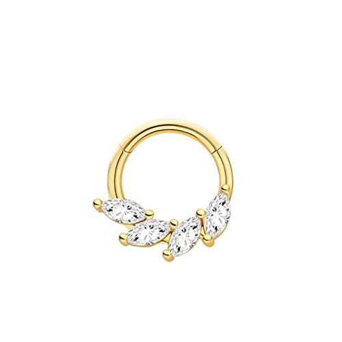 Hoisy 1Pcs Nasenpiercing Gold, Nose Ring Creolen Blätter Zirkonia Gold 8MM Nasenring Piercing Schmuck für Damen Herren von Hoisy