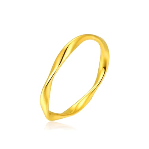 Hoisy 24 Karat Gelbgold Damenringe 56 (17.8) Verlobungsring Frau 999 Ring Möbiusband Schmal Weihnachten von Hoisy