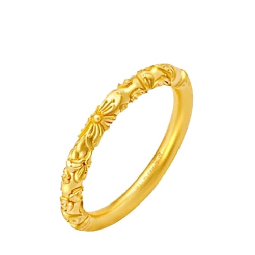 Hoisy 24 Karat Gelbgold Gelbgold Ring Damen 999 Ring Hochzeit Damen 49 (15.6) Ringe Blumen Weihnachten von Hoisy
