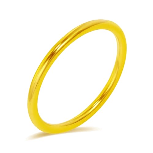 Hoisy 24K Gelbgold Gelbgold Ring Damen 999 Trauringe Frauen 52 Bandring Schmal 2mm Weihnachten von Hoisy