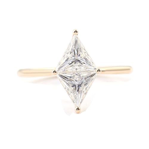 Hoisy 9K Gelbgold Ring Gold Damen Stein 62 Ringe Damen Hochzeit 375 Ring Weißer Moissanit Dreieckig Geometrisch von Hoisy