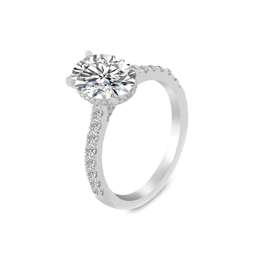 Hoisy 9K Weißgold 3Ct Ring Damen 375 Echtgold Verlobungsring Frau 51 Ring mit 3 Ct Oval Moissanit von Hoisy