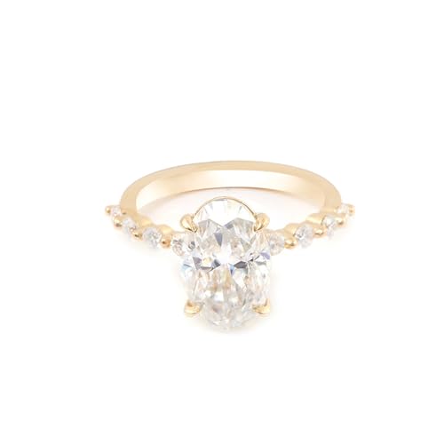 Hoisy 9K Weißgold Damenring Weißgold 375 Damenring Hochzeit 48 Ring mit Oval Moissanit 1 Ct von Hoisy