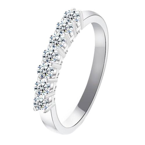 Hoisy 9K Weißgold Ring Weißgold Damen 375 Ehe Ring Frau 52 Ringe mit Moissanit Rund Weihnachten von Hoisy