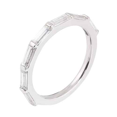 Hoisy 9K Weißgold Verlobungsringe Weißgold Damen 375 Trauringe Frau 49 Ring Rechteckig mit Moissanit von Hoisy