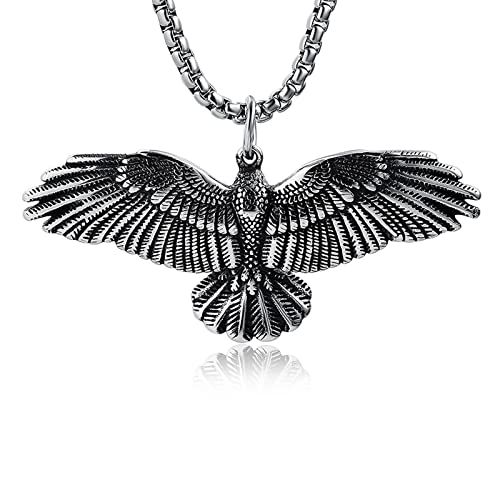 Hoisy Anhänger Halskette, Kette Herren Silber Adler Breitet Flügel aus Adler Halskette Halsanhänger Hoisy Anhänger Halskette, Kette Herren Silber Adler Breitet Flügel aus Adler Halskette Halsanhänger von Hoisy