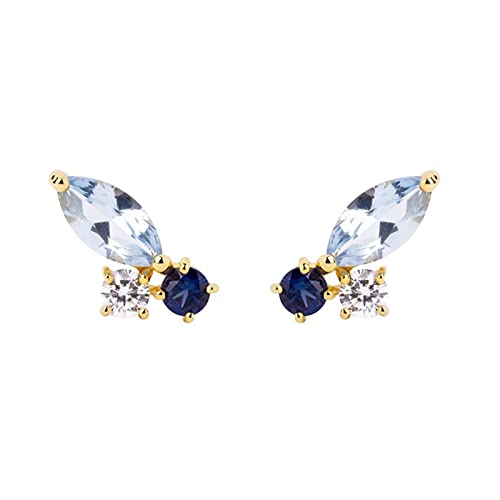 Hoisy Braut Ohrringe Stecker, Gold Ohrringe Stecker Schmetterling Zirkonia Blau Gold Marquise Ohrring Ohrpiercing von Hoisy