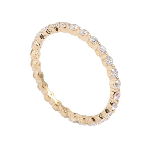 Hoisy Damenring 585 Gelbgold Verlobungsring Frau 58 Ewigkeit Ring mit Moissanit Rund Weihnachten von Hoisy