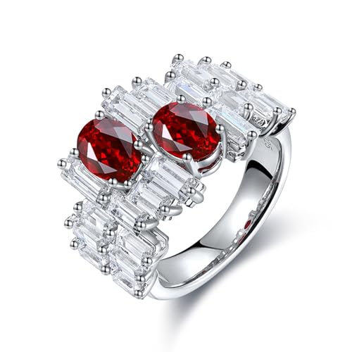 Hoisy Damenringe Silber 925Er Modern 47 Ring Breit mit 2.22 Ct Labor Rubin Rot Ehering Damen Einzeln von Hoisy