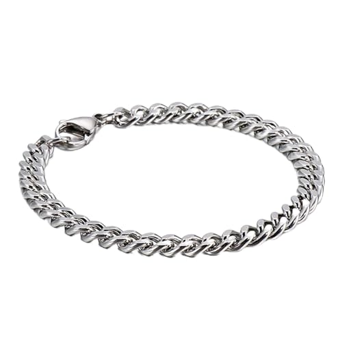 Hoisy Edelstahl-Armband, Herren-Armband zum Jahrestag, Hip-Hop-Stil, Kettenarmbänder, 200x6mm von Hoisy