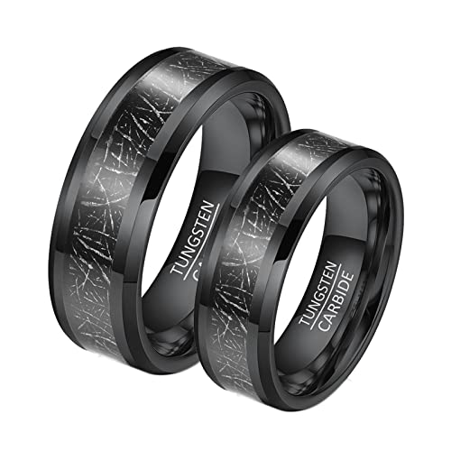 Hoisy Eheringe Damen, Partnerringe Schwarz 8MM Schwarze Ringeinlage Aus Metall Größe Frauen 57 (18.1) und Männer 62 (19.7) von Hoisy