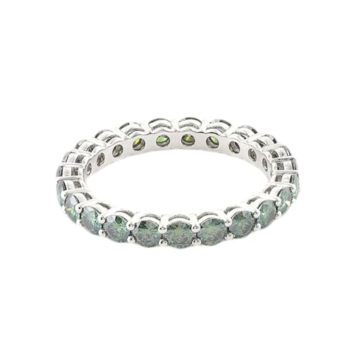 Hoisy Goldring Damen 18 Karat Verlobungsring Frau 51 Ewigkeit Ring mit Moissanit Rund Weihnachten von Hoisy