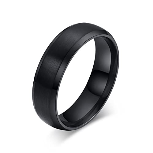 Hoisy Herren Ringe Billig, Männer Ringe Edelstahl Einfaches Ringband Schwarz Größe 65 (20.7) von Hoisy