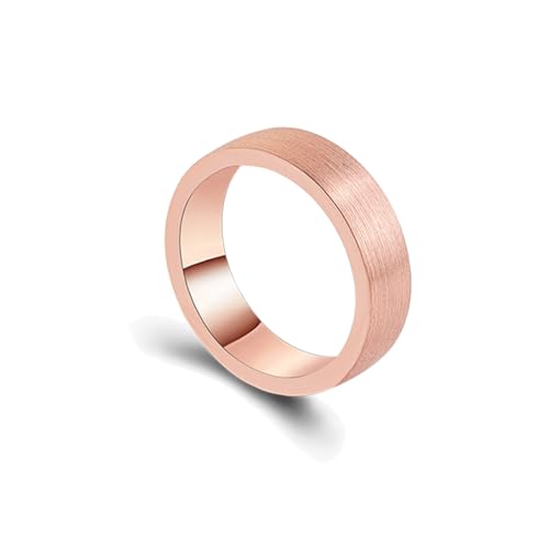 Hoisy Hochzeit Ringe Damen 18 Karat Roségold Ring Damen Rose 51 (16.2) Ring Matt Rund Weihnachten von Hoisy