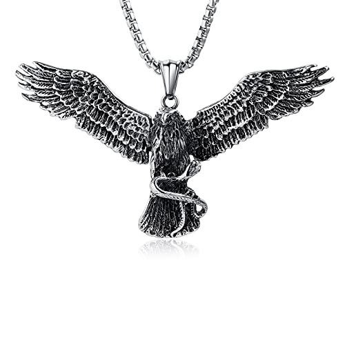 Hoisy Ketten Herren, Necklace Men Ketten Männer Halskette Männer Edelstahl Anhänger Adler fängt Schlange Kastenkette 60cm Kette Edelstahl Hoisy Ketten Herren, Necklace Men Ketten Männer Halskette Männer Edelstahl Anhänger Adler fängt Schlange Kastenkette 60cm Kette Edelstahl von Hoisy