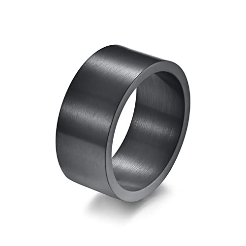 Hoisy Männer Ring Verlobung Ring, Schwarzer Herren Schmuck 10Mm Schwarz Größe 60 Men Fashion Schmuck Ehering von Hoisy