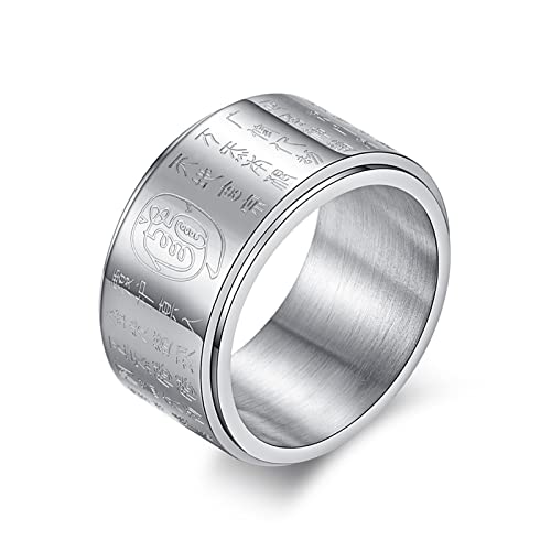 Hoisy Männer Vintage Ringe, Schmuck Ring Silber Herren Goldenes Licht Mantra Silber Größe 57 Men Fashion Schmuck Ehering von Hoisy