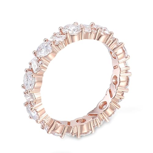 Hoisy Ring 375 Gold Damen Verlobungsring Frau 51 Ring mit Rund Und Rechteck Moissanit Weihnachten von Hoisy