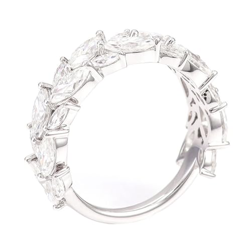 Hoisy Ring Gold 375 Damen Verlobungsring Frau 57 Ring Weißer Moissanit Marquise Blatt Weihnachten von Hoisy