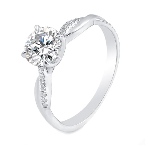 Hoisy Ring Gold Damen 585 Verlobungsringe Damen 52 Ring 4 Krallen Rund mit Moissanit Weihnachten von Hoisy