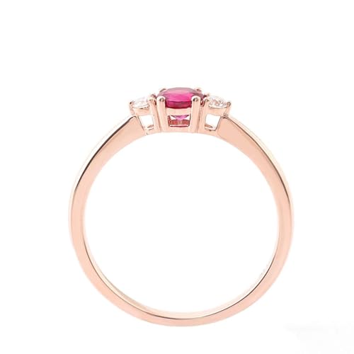 Hoisy Ring Rosegold Damen Echtschmuck 585 Verlobungsring Frau 47 Ring Rund mit Rubin Weihnachten von Hoisy