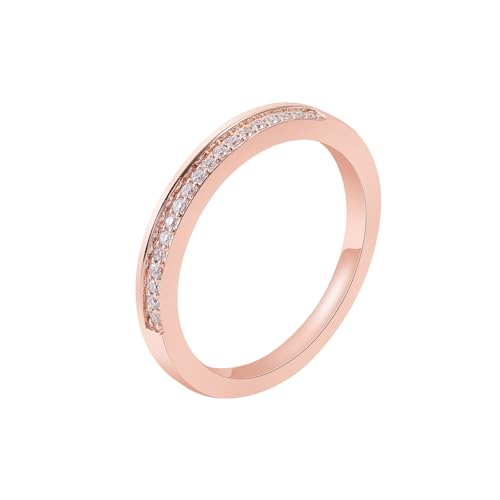 Hoisy Rosegold Ring Damen 585 Verlobungsring Frau 57 Ring mit Halb Ewigkeit Moissanit Weihnachten von Hoisy