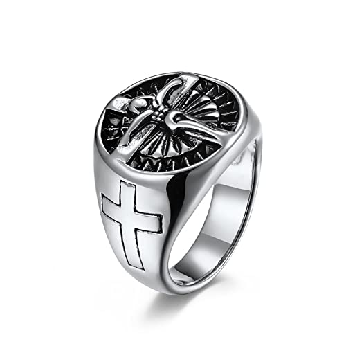 Hoisy Schlichte Männer Ringe, Ring Männer Silver Kreuz Stahl Größe 57 Men Fashion Schmuck Ehering von Hoisy