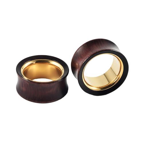 Hoisy Tunnel 19mm Plug 19mm Holz Tunnel Gold Edelstahl Ohr für Männer Ear Expander Set 3/4" von Hoisy