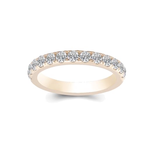 Hoisy Verlobungsring Damen 18K Hochzeit Ringe Damen 51 Bandring mit Rundem Moissanit Weihnachten von Hoisy