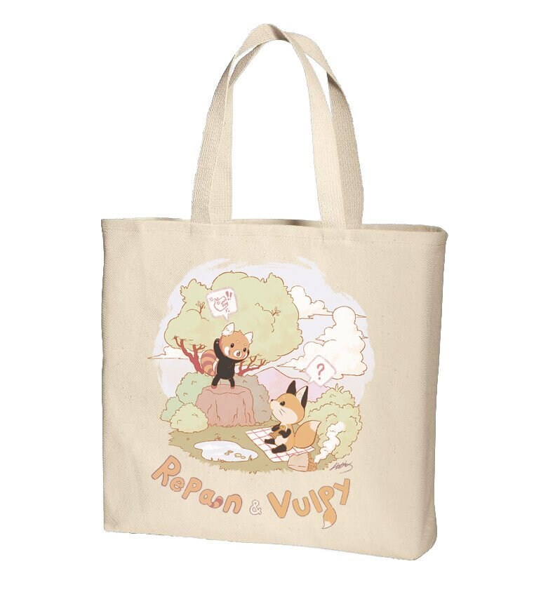 Süße Tier Charakter Schwere Baumwolle, Jeans Tasche Repan Und Vulpy Picknick von HojinART